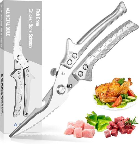 Kitchen Scissors for Food, Super Sharp Poultry Shears, Kitchen Shears Heavy Duty, Spring-loaded Multi-Purpose Scissors for Cooking, Butchering, and Cutting