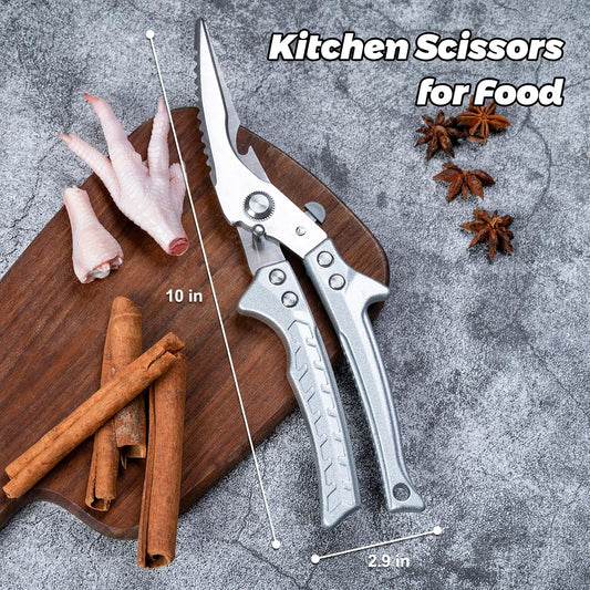 Kitchen Scissors for Food, Super Sharp Poultry Shears, Kitchen Shears Heavy Duty, Spring-loaded Multi-Purpose Scissors for Cooking, Butchering, and Cutting