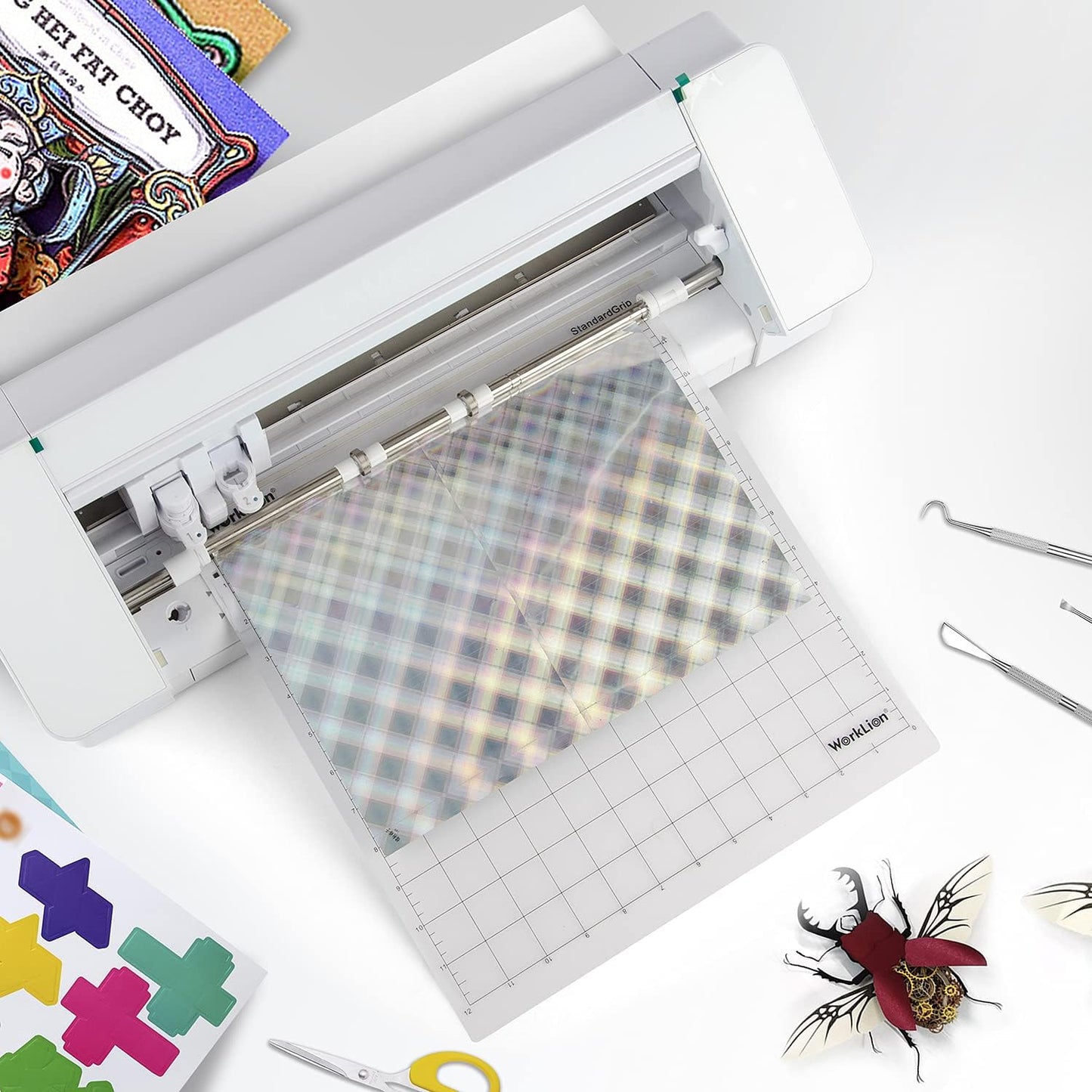 Cutting mat 12x12 Compatible With Silhouette Cameo 4/5/3/2/1(6 mats-4 Standard Adhesive,1Light Adhesive, 1Strong Adhesive) Adhesive Cutting Mat for Crafts, Quilting, Sewing, Scrapbooking and All Arts
