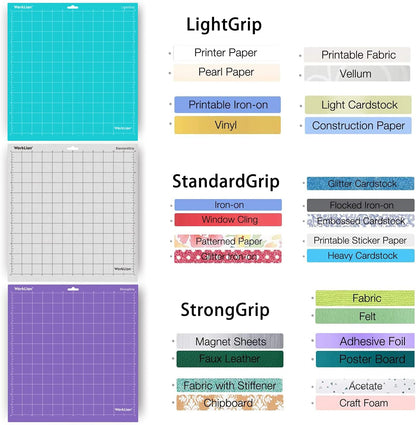 Cutting mat 12x12 Compatible With Silhouette Cameo 4/5/3/2/1(6 mats-4 Standard Adhesive,1Light Adhesive, 1Strong Adhesive) Adhesive Cutting Mat for Crafts, Quilting, Sewing, Scrapbooking and All Arts