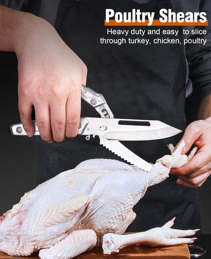 3PCS Professional Brisket Carving Knife Set with Gife Box | Butcher Knives, Very Sharp Meat Knives for BBQ Slicing Cutting Full Tang Rosewood Handle High Carbon Steel