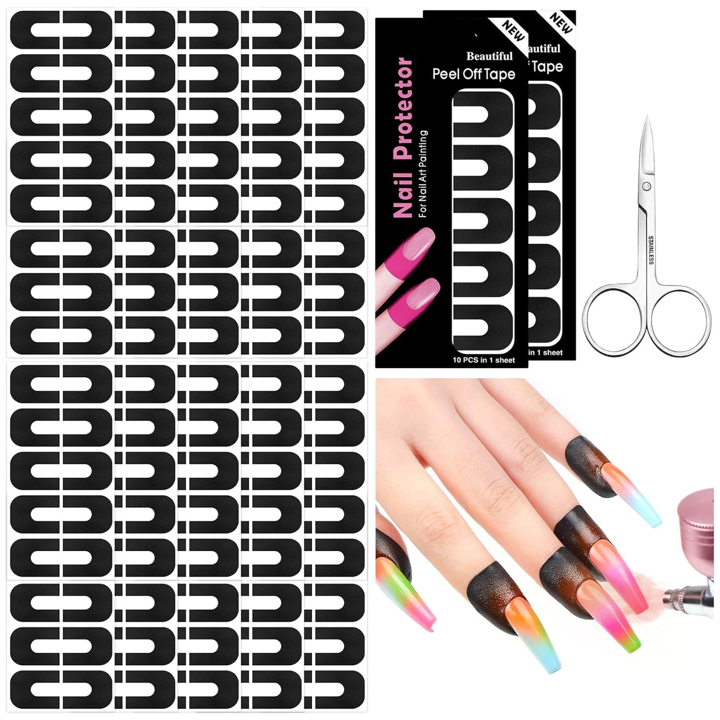 Nail Polish Protector for Fingers: 100PCS U V Protection U-Shaped Nail Protector Cuticle Protector for Nails Painting Peel Off Nails Tape for Airbrush Gel Polish Nail Art