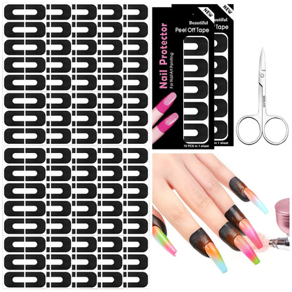 Nail Polish Protector for Fingers: 100PCS U V Protection U-Shaped Nail Protector Cuticle Protector for Nails Painting Peel Off Nails Tape for Airbrush Gel Polish Nail Art