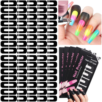 Nail Polish Protector for Fingers: 100PCS U V Protection U-Shaped Nail Protector Cuticle Protector for Nails Painting Peel Off Nails Tape for Airbrush Gel Polish Nail Art