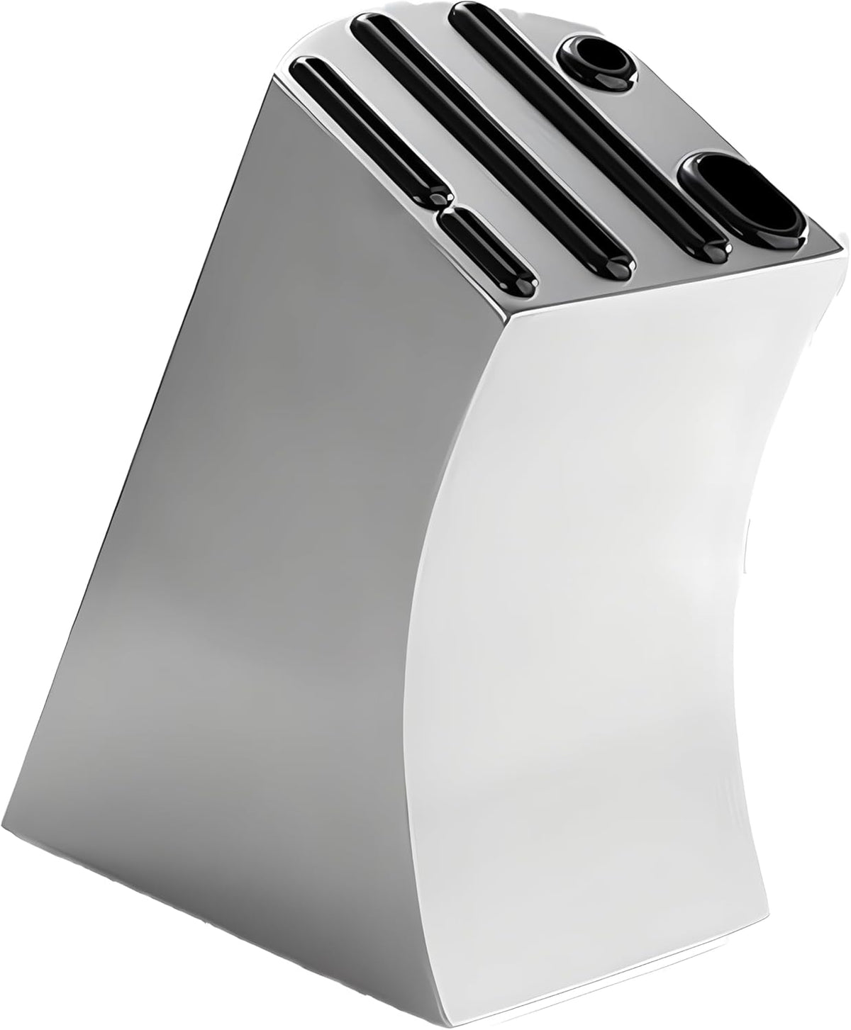 Curved Design Modern Stainless Steel Universal Knife Block | Curved Hollow Design, Kitchen Knife Holder, Countertop Storage