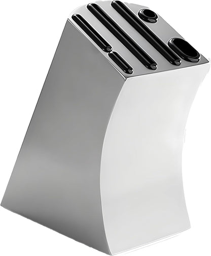 Curved Design Modern Stainless Steel Universal Knife Block | Curved Hollow Design, Kitchen Knife Holder, Countertop Storage