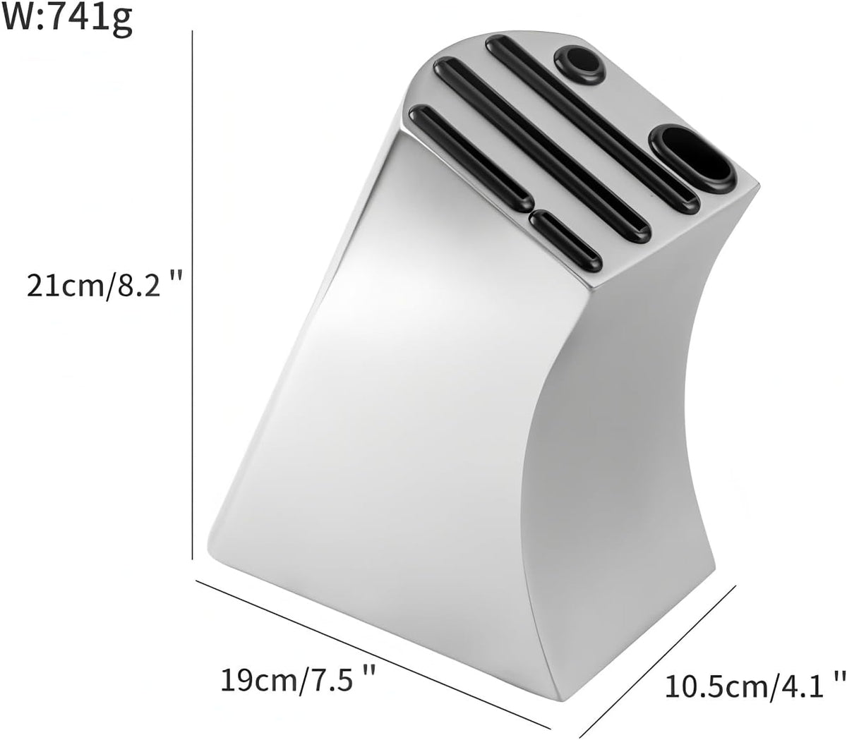 Curved Design Modern Stainless Steel Universal Knife Block | Curved Hollow Design, Kitchen Knife Holder, Countertop Storage