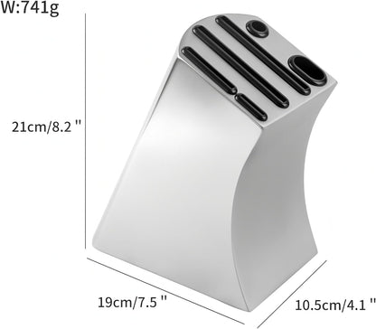 Curved Design Modern Stainless Steel Universal Knife Block | Curved Hollow Design, Kitchen Knife Holder, Countertop Storage
