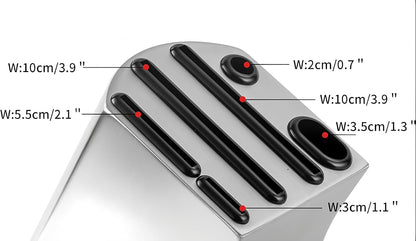 Curved Design Modern Stainless Steel Universal Knife Block | Curved Hollow Design, Kitchen Knife Holder, Countertop Storage