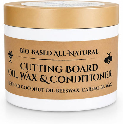 Natural Coconut Oil, Beeswax & Carnauba Wax Wood Conditioner, 5oz Tub for Cutting Boards & Butcher Blocks, Food Safe, Protects, Conditions & Extends Longevity (5.7 oz)2 PK.