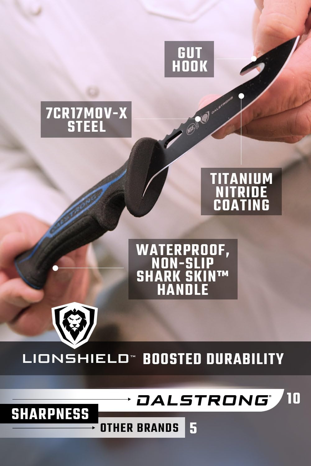 8" Chef Knife - TiN-Coated 7CR17MOV Steel