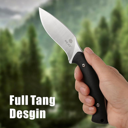 REAT Fixed Blade Knife with Kydex Sheath, 4" D2 Steel Blade,Ergonomic G10 Handle, EDC Sharp Hunting Knife, Small Tool for Camping Survival Tactical Hiking,Gifts for Men,Women