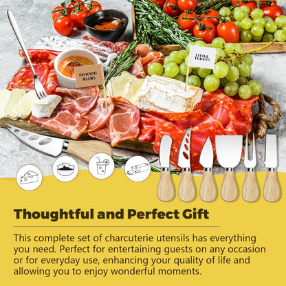 Charcuterie Boards Accessories Charcuterie Utensils Cheese Butter Spreader Knife Set Small Serving Tongs Forks and Spoons Dipping Bowls Honey Dippers Toothpick Flags for Party Platter Making