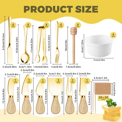Charcuterie Boards Accessories Charcuterie Utensils Cheese Butter Spreader Knife Set Small Serving Tongs Forks and Spoons Dipping Bowls Honey Dippers Toothpick Flags for Party Platter Making