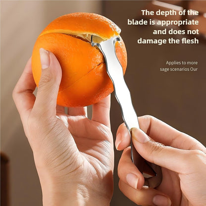 Orange Peeler Tool & Citrus Peeler- 304 Stainless Steel Fruit Peeler for Oranges, Grapefruits, Lemons | Ergonomic Safe Cutter & Slicer, Easy Peel Skin Remover