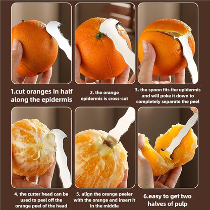 Orange Peeler Tool & Citrus Peeler- 304 Stainless Steel Fruit Peeler for Oranges, Grapefruits, Lemons | Ergonomic Safe Cutter & Slicer, Easy Peel Skin Remover