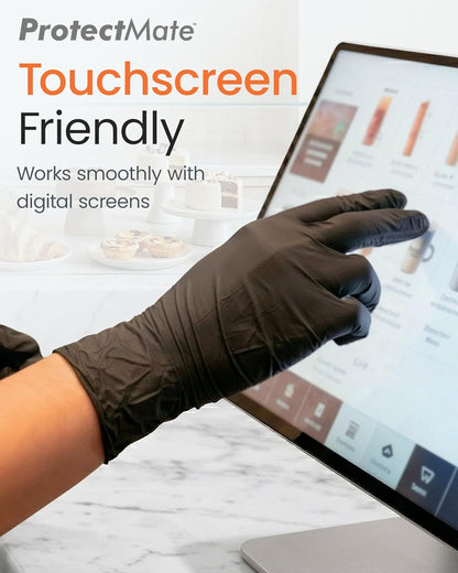 5 Mil Black Nitrile Gloves for Food Prep - Textured Food Prep Gloves - Food Handling Gloves Disposable Latex Free