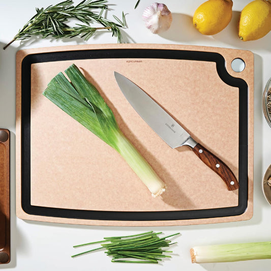 Gourmet Series Cutting Board with Juice Groove, 19.5-Inch by 15-Inch, Natural/Slate