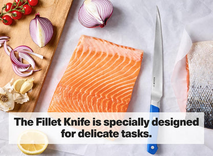 7.5" Stainless Steel Fillet Knife – Flexible Blade for Precision Fish Filleting & Meat Trimming - High-Carbon Steel for Long-Lasting Sharpness – Ergonomic Handle for Control – Black