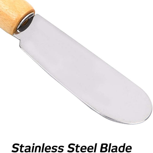 10-Pack Wood Handle Butter Spreader, 4 Inch, Sandwich Cream Cheese Condiment Knives with Ergonomic Handle