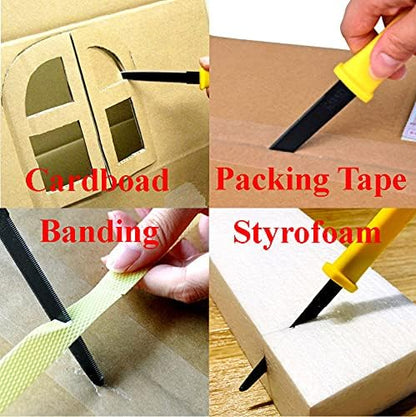 Cardboard Cutter with Sheath - 7.5" Box Opener Utility Knife with Non-Stick Coated Blade for Breaking Down Boxes & Opening Packages - Made in Japan, Yellow