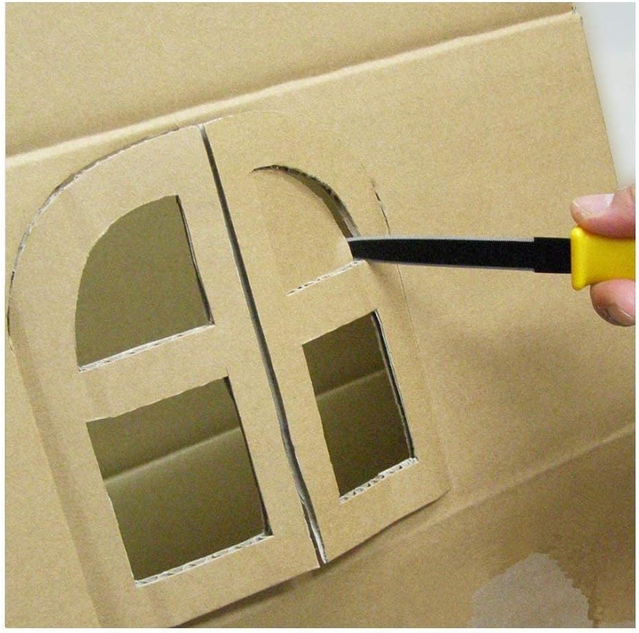 Cardboard Cutter with Sheath - 7.5" Box Opener Utility Knife with Non-Stick Coated Blade for Breaking Down Boxes & Opening Packages - Made in Japan, Yellow