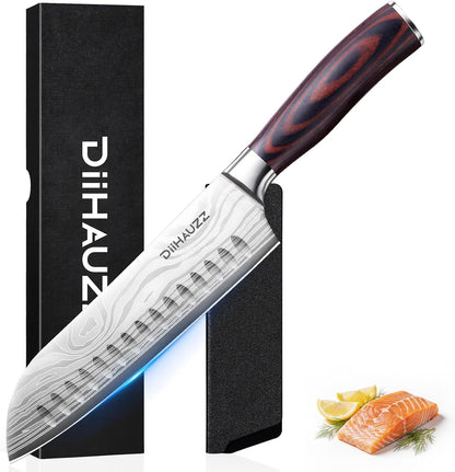 8 Inch Chef Knife, High Carbon Stainless Steel - Ultra Sharp Kitchen Gyutou Knife for Slicing Meat, Dicing Vegetables and Daily Meal Prep, Ergonomic Handle with Sheath, Gift Box
