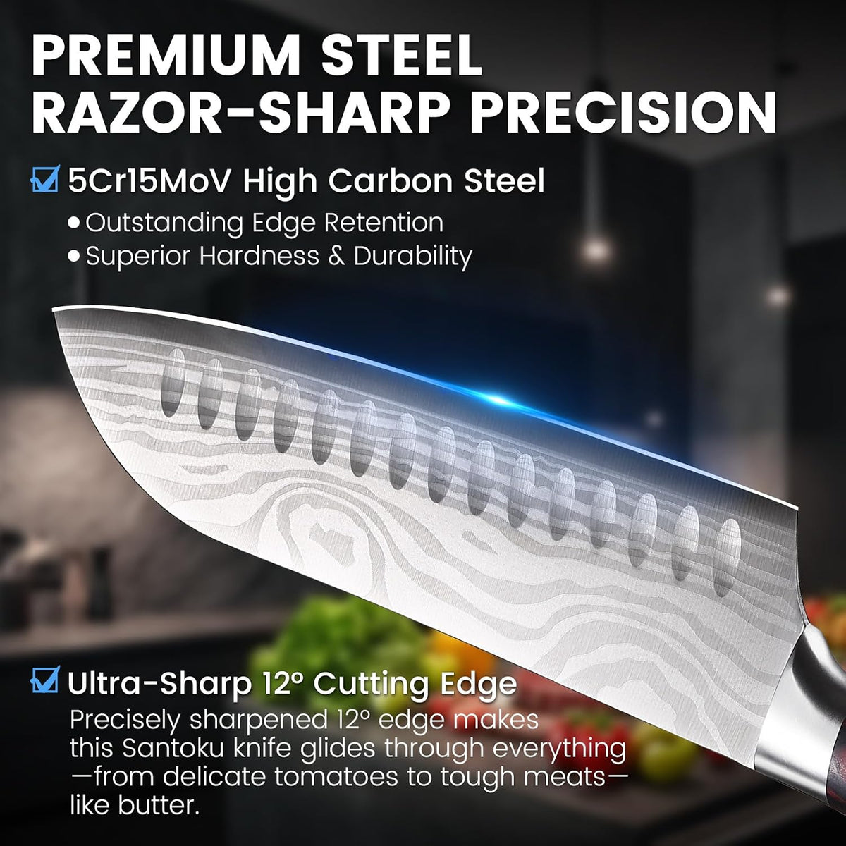 8 Inch Chef Knife, High Carbon Stainless Steel - Ultra Sharp Kitchen Gyutou Knife for Slicing Meat, Dicing Vegetables and Daily Meal Prep, Ergonomic Handle with Sheath, Gift Box