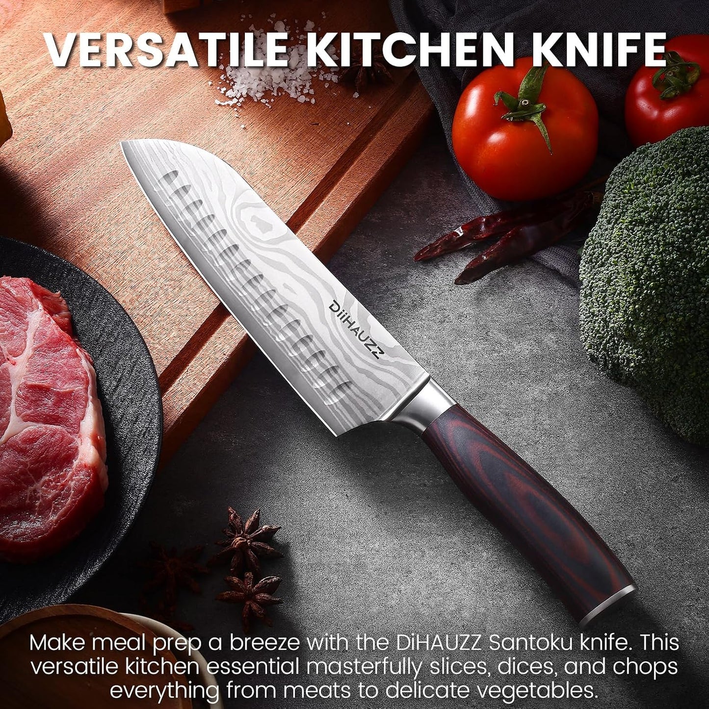 8 Inch Chef Knife, High Carbon Stainless Steel - Ultra Sharp Kitchen Gyutou Knife for Slicing Meat, Dicing Vegetables and Daily Meal Prep, Ergonomic Handle with Sheath, Gift Box