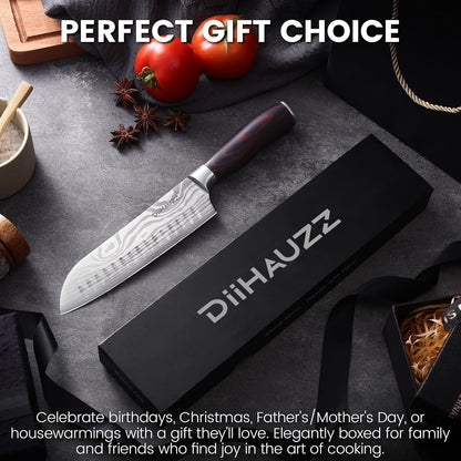8 Inch Chef Knife, High Carbon Stainless Steel - Ultra Sharp Kitchen Gyutou Knife for Slicing Meat, Dicing Vegetables and Daily Meal Prep, Ergonomic Handle with Sheath, Gift Box