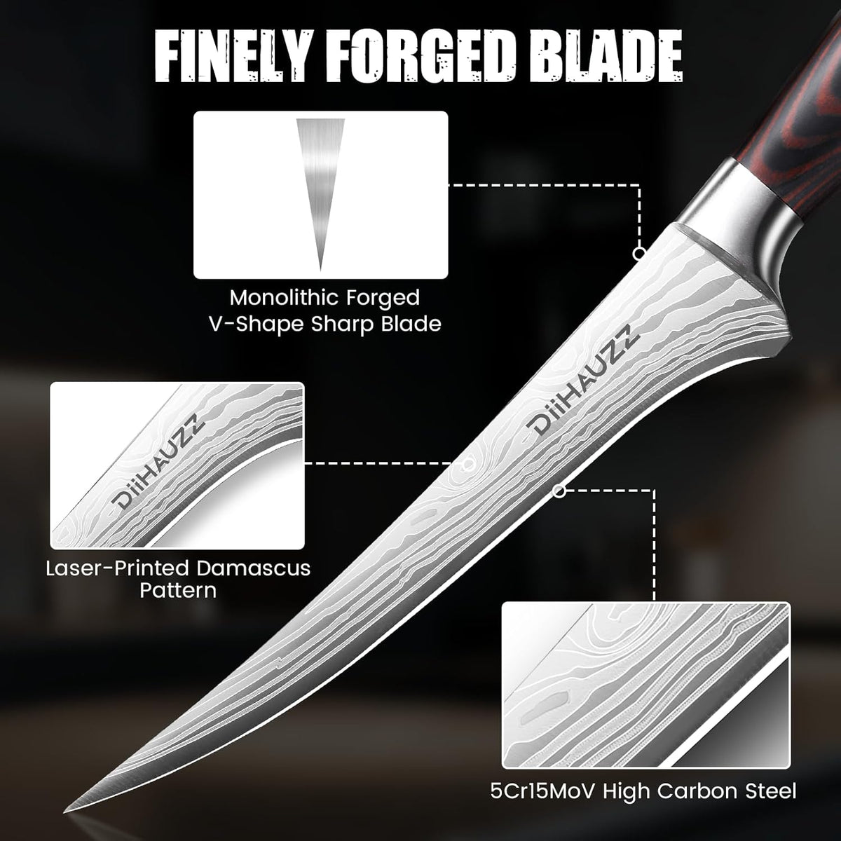8 Inch Chef Knife, High Carbon Stainless Steel - Ultra Sharp Kitchen Gyutou Knife for Slicing Meat, Dicing Vegetables and Daily Meal Prep, Ergonomic Handle with Sheath, Gift Box