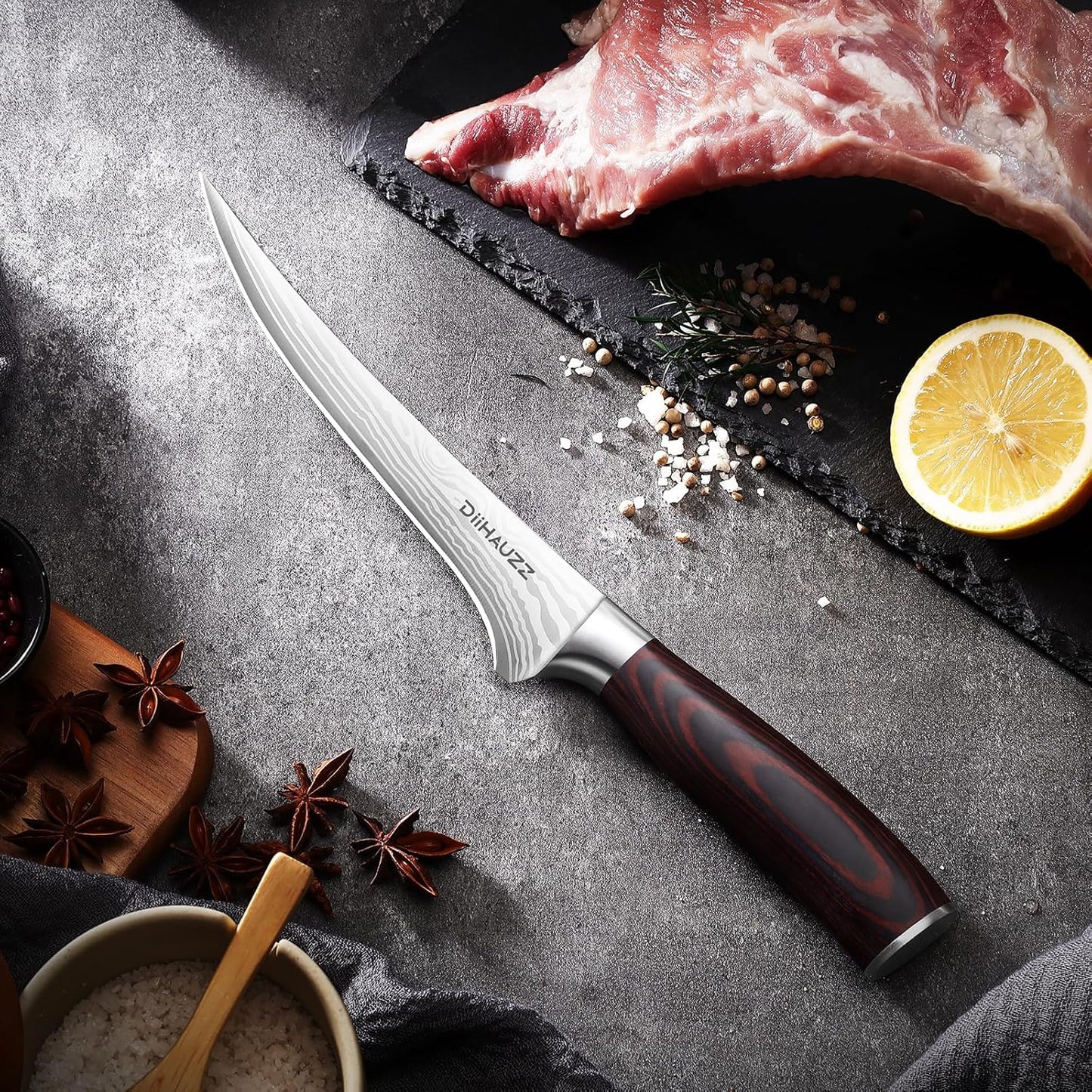 8 Inch Chef Knife, High Carbon Stainless Steel - Ultra Sharp Kitchen Gyutou Knife for Slicing Meat, Dicing Vegetables and Daily Meal Prep, Ergonomic Handle with Sheath, Gift Box