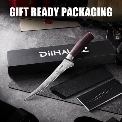 8 Inch Chef Knife, High Carbon Stainless Steel - Ultra Sharp Kitchen Gyutou Knife for Slicing Meat, Dicing Vegetables and Daily Meal Prep, Ergonomic Handle with Sheath, Gift Box