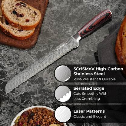 8 Inch Chef Knife, High Carbon Stainless Steel - Ultra Sharp Kitchen Gyutou Knife for Slicing Meat, Dicing Vegetables and Daily Meal Prep, Ergonomic Handle with Sheath, Gift Box