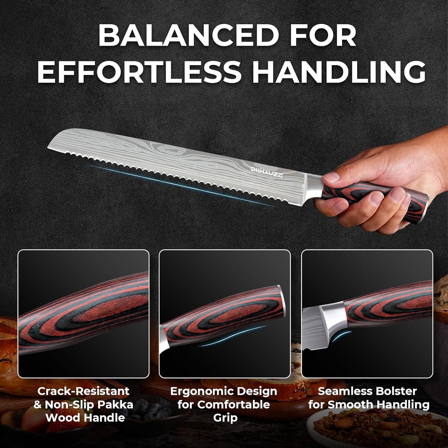 8 Inch Chef Knife, High Carbon Stainless Steel - Ultra Sharp Kitchen Gyutou Knife for Slicing Meat, Dicing Vegetables and Daily Meal Prep, Ergonomic Handle with Sheath, Gift Box