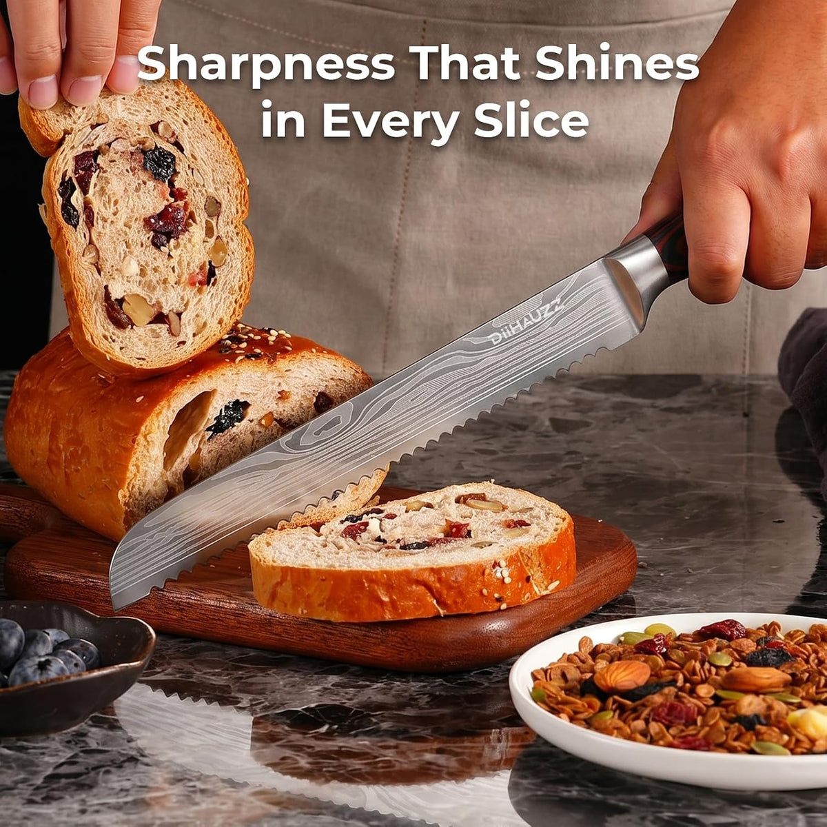 8 Inch Chef Knife, High Carbon Stainless Steel - Ultra Sharp Kitchen Gyutou Knife for Slicing Meat, Dicing Vegetables and Daily Meal Prep, Ergonomic Handle with Sheath, Gift Box