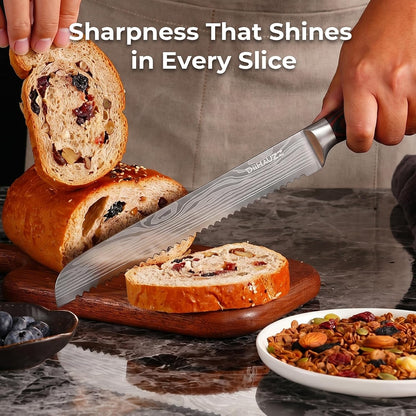 8 Inch Chef Knife, High Carbon Stainless Steel - Ultra Sharp Kitchen Gyutou Knife for Slicing Meat, Dicing Vegetables and Daily Meal Prep, Ergonomic Handle with Sheath, Gift Box