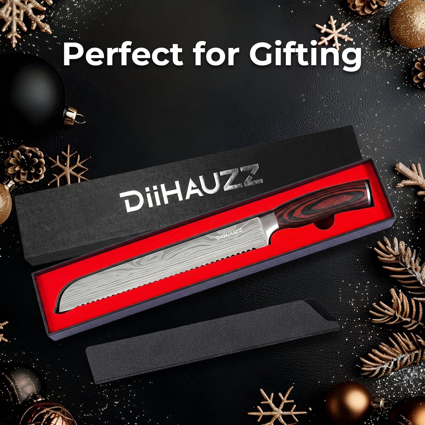 8 Inch Chef Knife, High Carbon Stainless Steel - Ultra Sharp Kitchen Gyutou Knife for Slicing Meat, Dicing Vegetables and Daily Meal Prep, Ergonomic Handle with Sheath, Gift Box