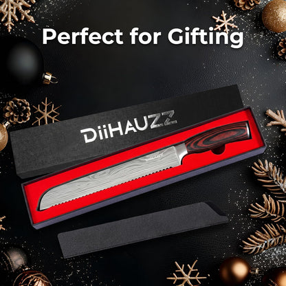 8 Inch Chef Knife, High Carbon Stainless Steel - Ultra Sharp Kitchen Gyutou Knife for Slicing Meat, Dicing Vegetables and Daily Meal Prep, Ergonomic Handle with Sheath, Gift Box