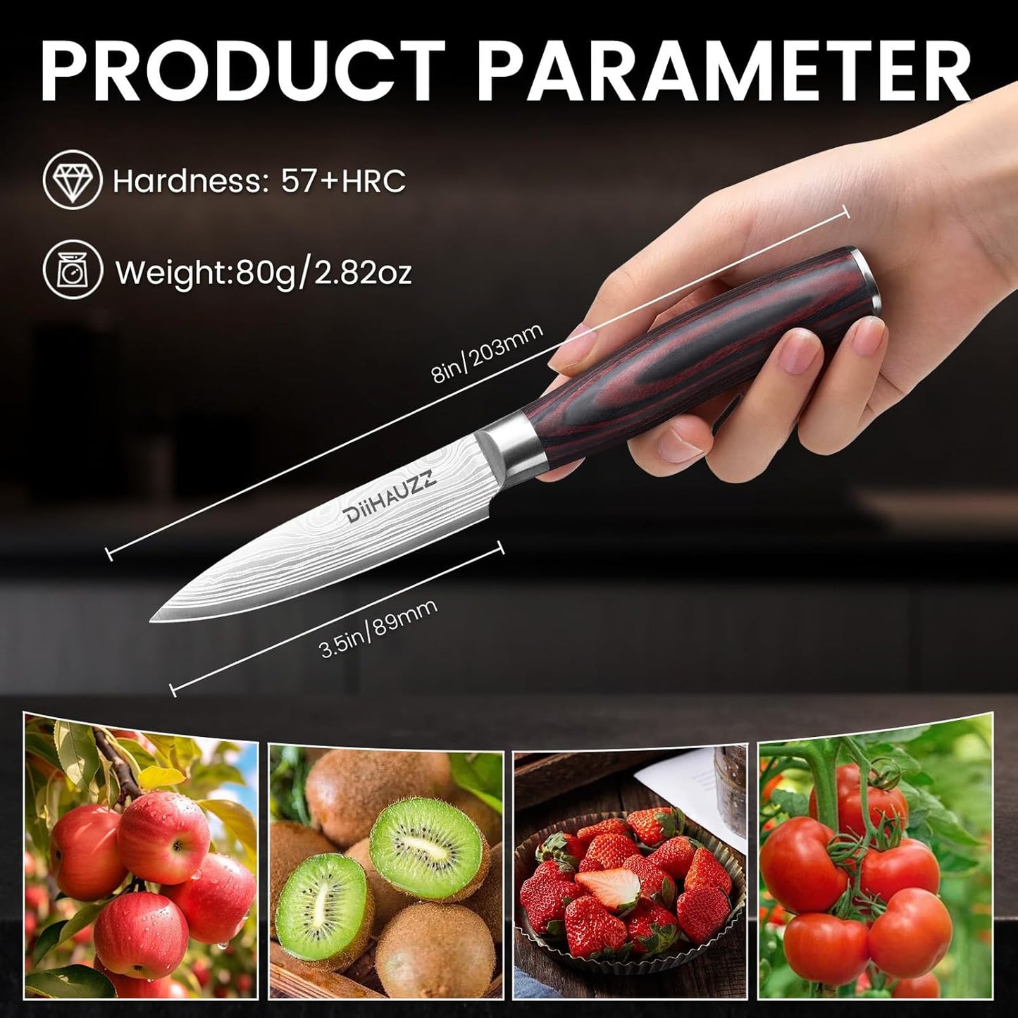 8 Inch Chef Knife, High Carbon Stainless Steel - Ultra Sharp Kitchen Gyutou Knife for Slicing Meat, Dicing Vegetables and Daily Meal Prep, Ergonomic Handle with Sheath, Gift Box