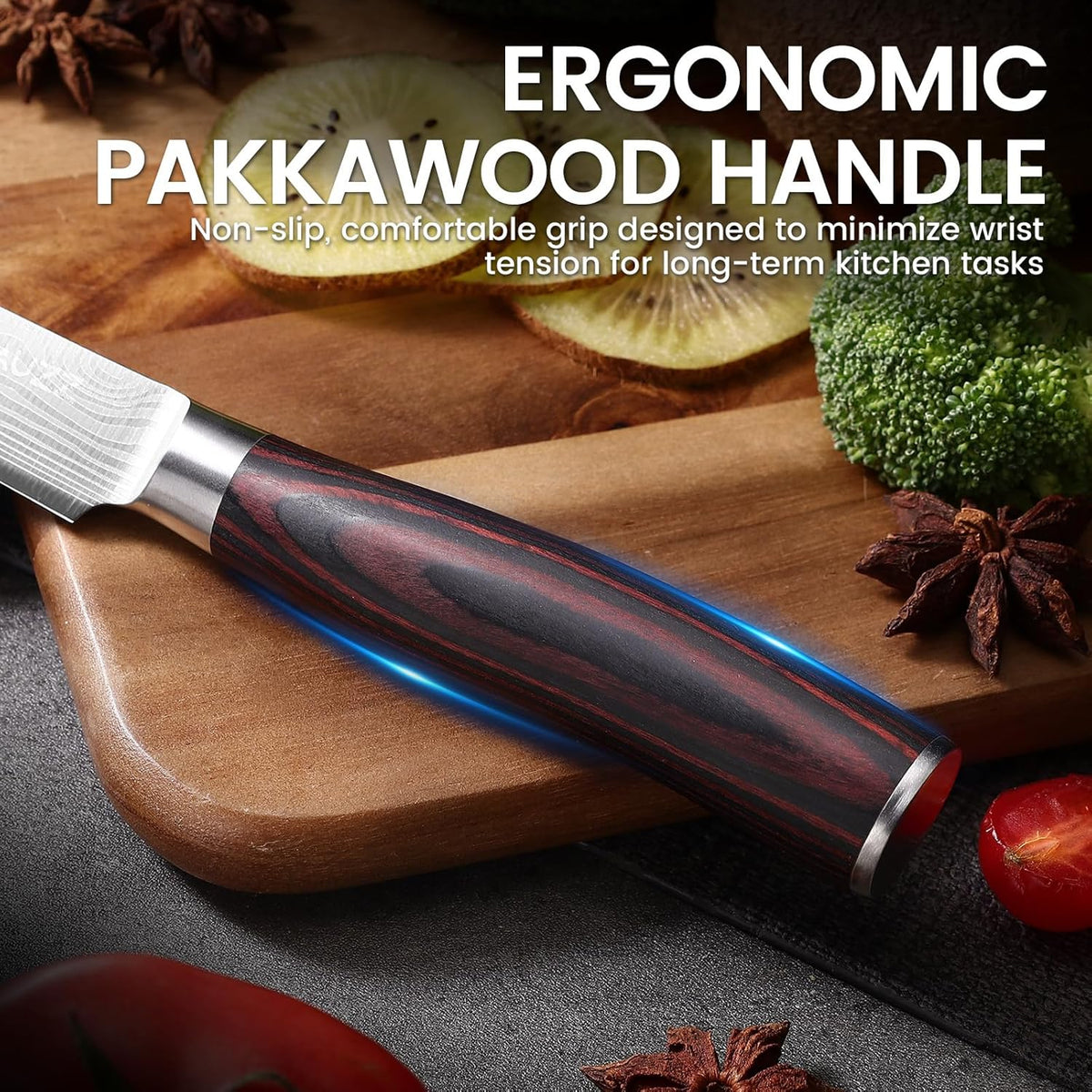 8 Inch Chef Knife, High Carbon Stainless Steel - Ultra Sharp Kitchen Gyutou Knife for Slicing Meat, Dicing Vegetables and Daily Meal Prep, Ergonomic Handle with Sheath, Gift Box
