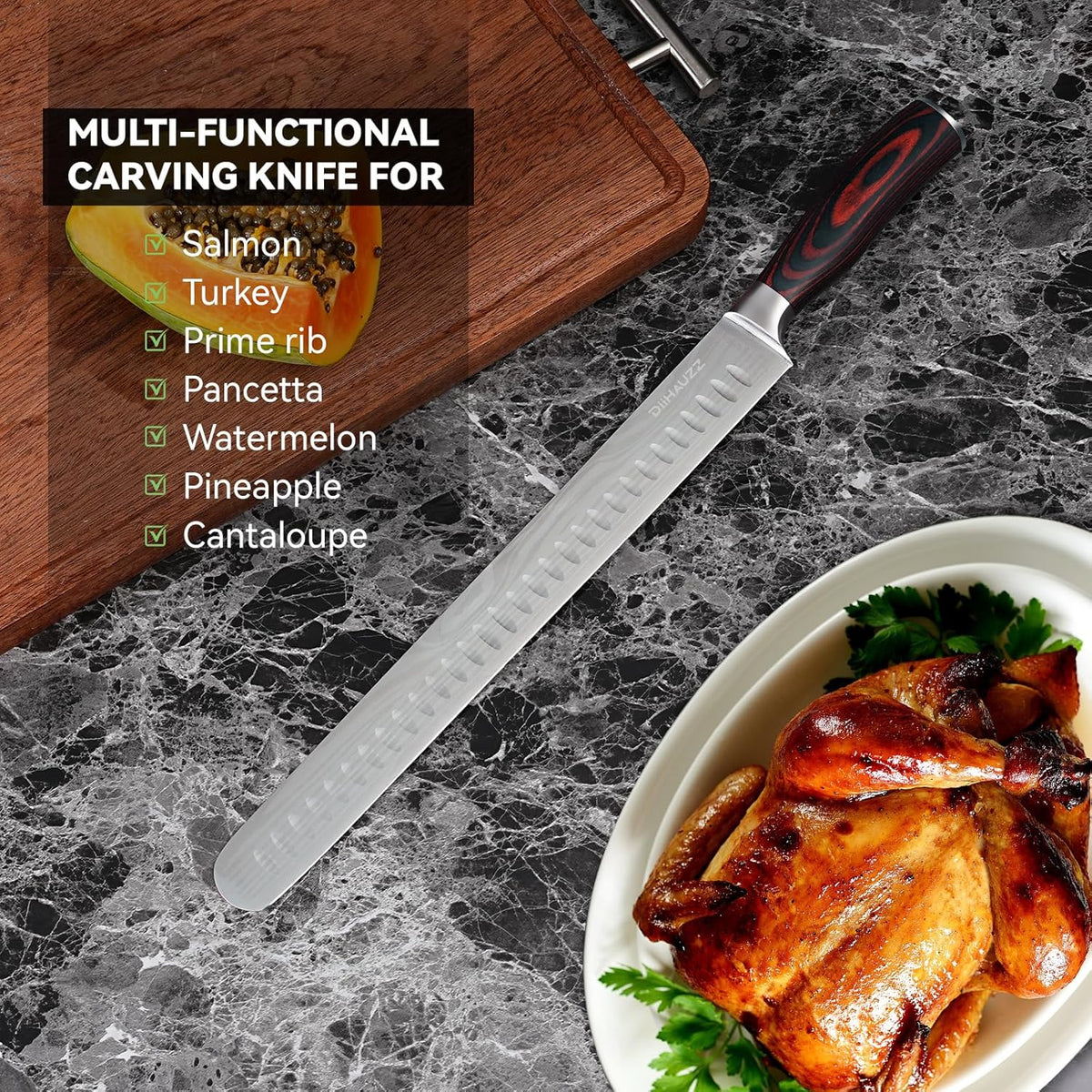 8 Inch Chef Knife, High Carbon Stainless Steel - Ultra Sharp Kitchen Gyutou Knife for Slicing Meat, Dicing Vegetables and Daily Meal Prep, Ergonomic Handle with Sheath, Gift Box