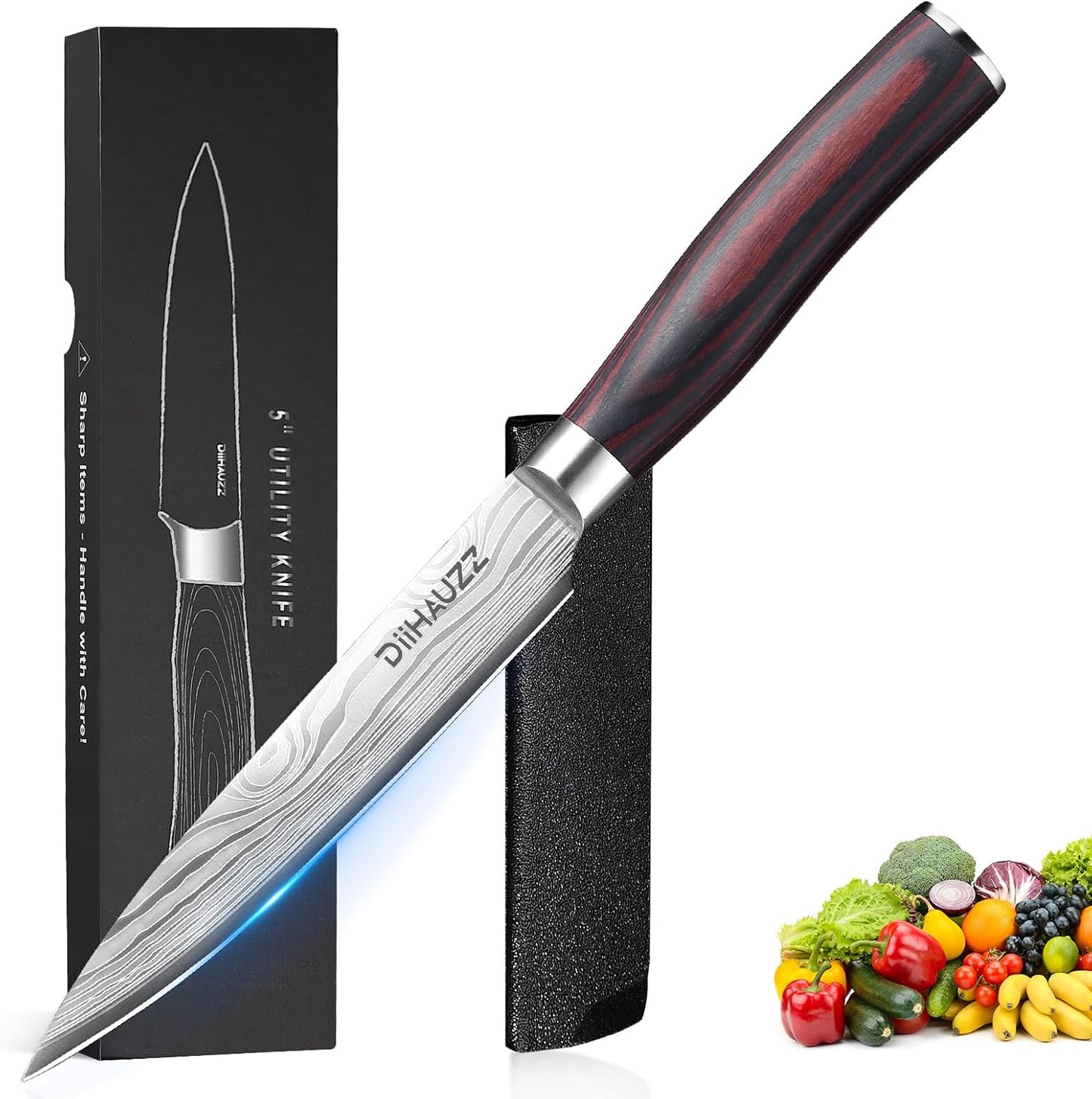 8 Inch Chef Knife, High Carbon Stainless Steel - Ultra Sharp Kitchen Gyutou Knife for Slicing Meat, Dicing Vegetables and Daily Meal Prep, Ergonomic Handle with Sheath, Gift Box