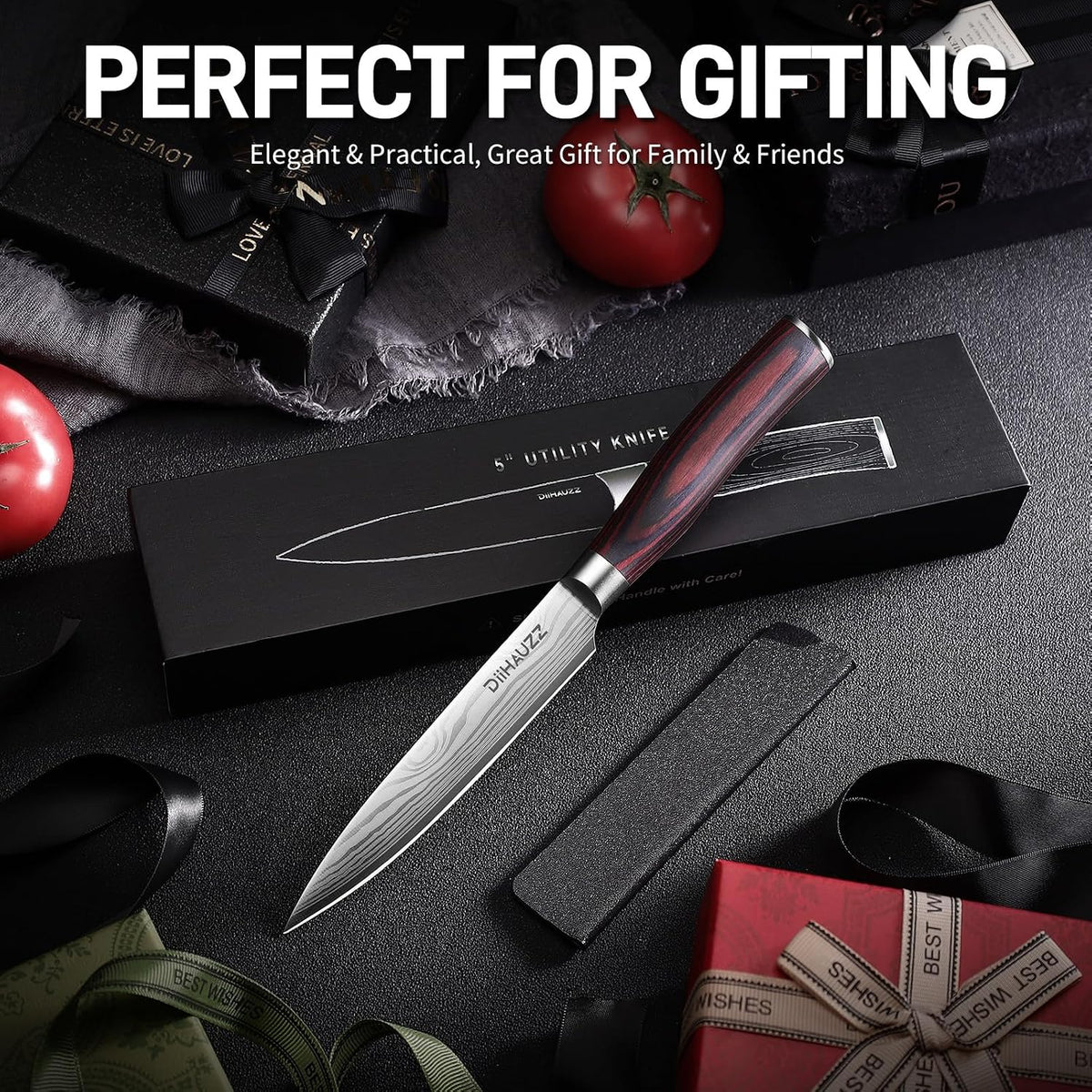 8 Inch Chef Knife, High Carbon Stainless Steel - Ultra Sharp Kitchen Gyutou Knife for Slicing Meat, Dicing Vegetables and Daily Meal Prep, Ergonomic Handle with Sheath, Gift Box