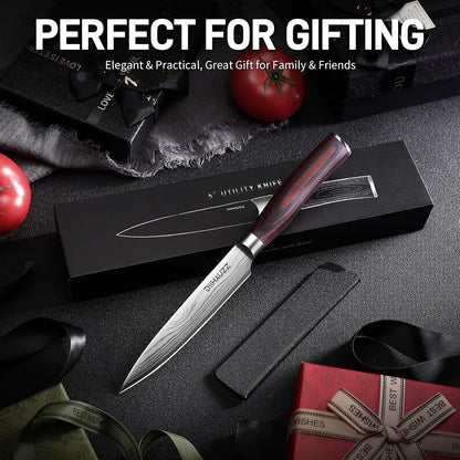 8 Inch Chef Knife, High Carbon Stainless Steel - Ultra Sharp Kitchen Gyutou Knife for Slicing Meat, Dicing Vegetables and Daily Meal Prep, Ergonomic Handle with Sheath, Gift Box