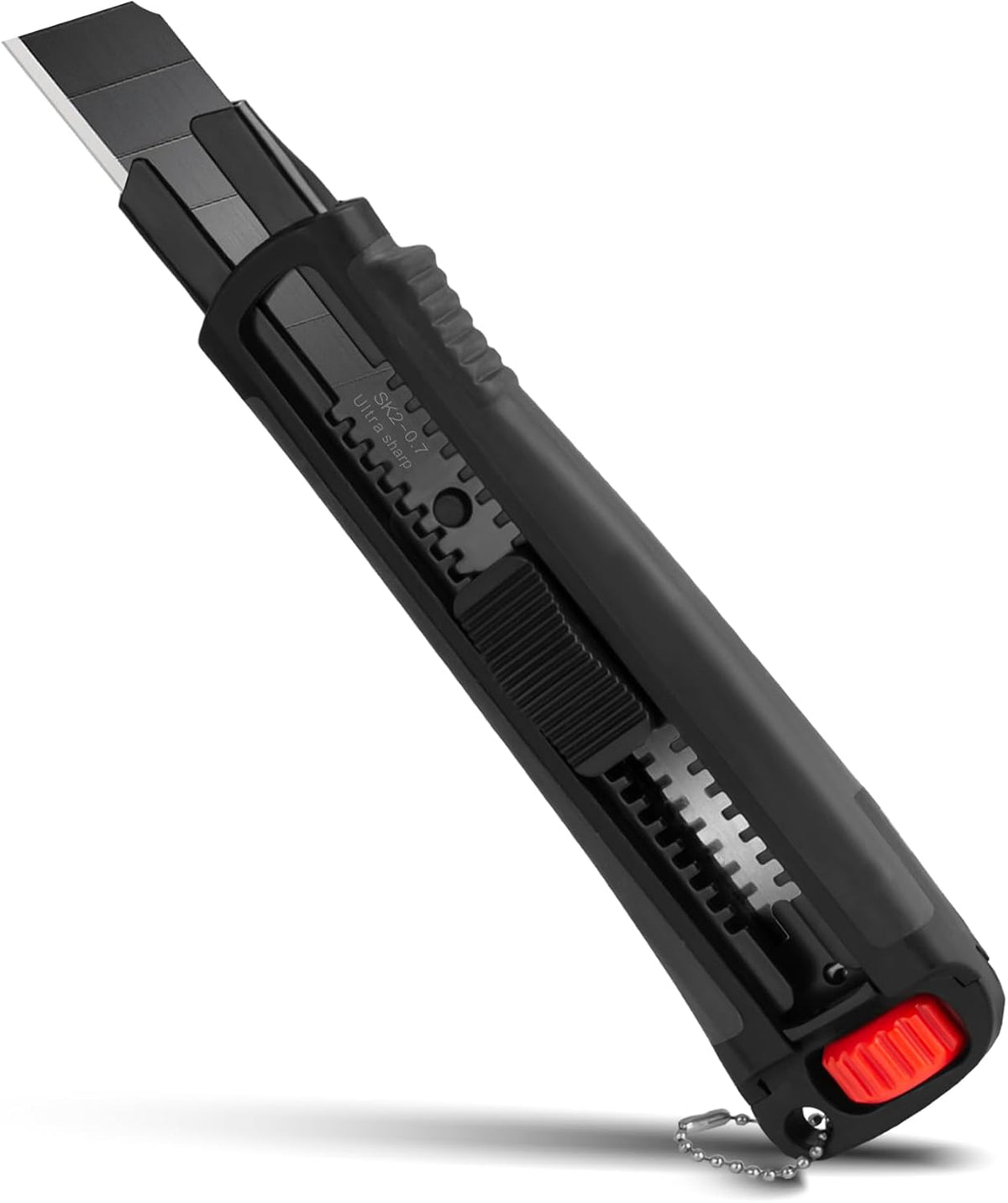 25mm Extra Heavy Duty Utility Knife with Double Lock Mechanism, Auto-Lock and Ratchet- Lock for Double Safety, SK2 Sharp Black Blade for Industrial or Construction Applications HT0254-KN