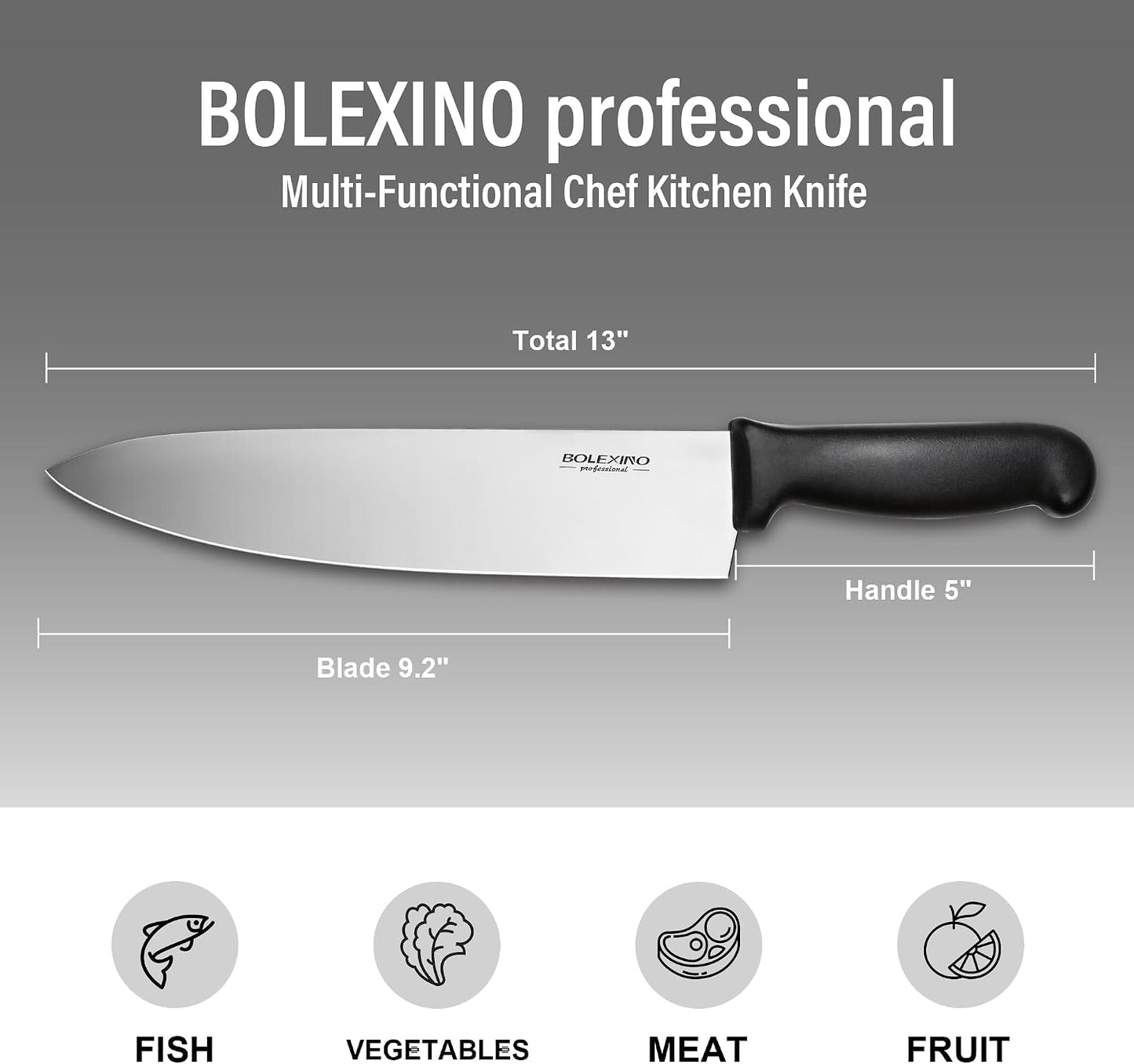 10 inch Japanese High Carbon Stainless Steel Chef Knife, Professional Sharp Wide Cook Knife with Non-slip Ergonomic Handle, for Kitchen Home Restaurant (Green)