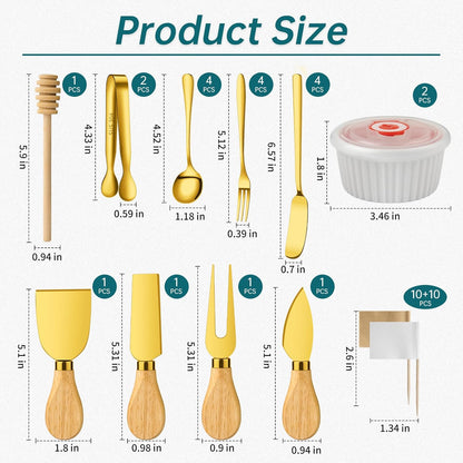 Charcuterie Boards Accessories Bowls with Lids, Cheese Butter Spreader Knife Set Mini Serving Tongs, Forks, Spoons,Dipping Bowls, Toothpick Flags, Honey Dippers For Party Platter Making (Silver)