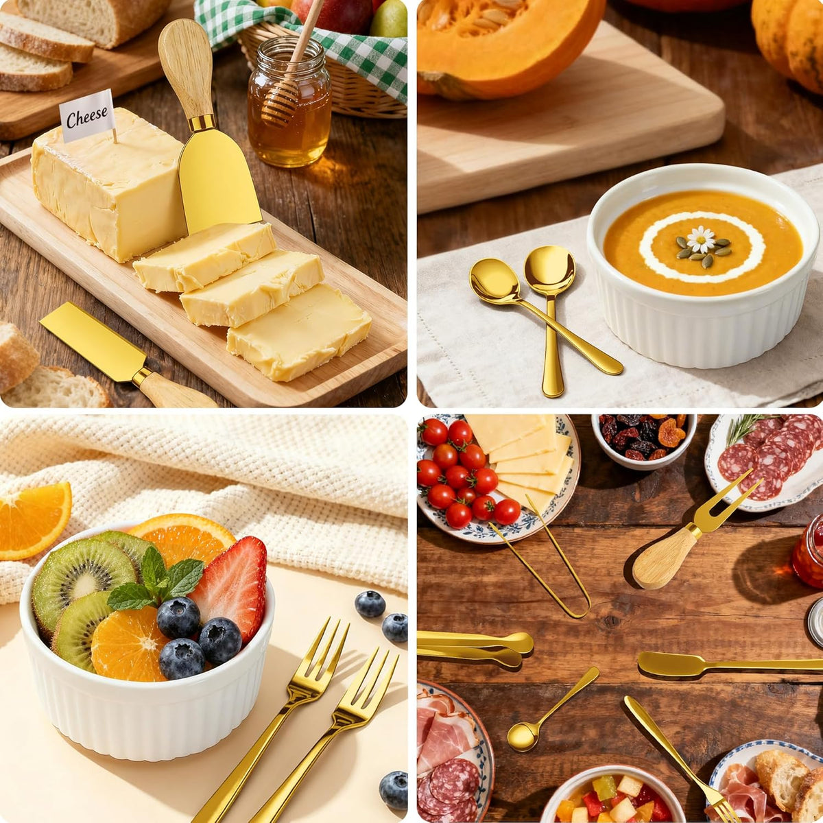 Charcuterie Boards Accessories Bowls with Lids, Cheese Butter Spreader Knife Set Mini Serving Tongs, Forks, Spoons,Dipping Bowls, Toothpick Flags, Honey Dippers For Party Platter Making (Silver)