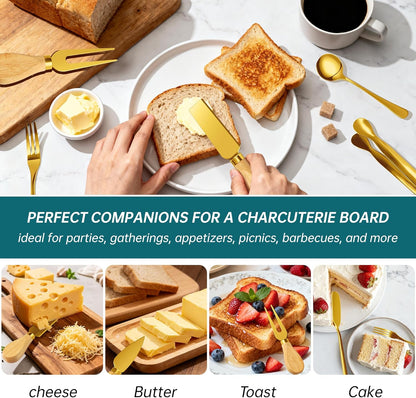 Charcuterie Boards Accessories Bowls with Lids, Cheese Butter Spreader Knife Set Mini Serving Tongs, Forks, Spoons,Dipping Bowls, Toothpick Flags, Honey Dippers For Party Platter Making (Silver)